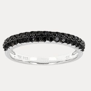 Black Spinel Rhodium Over Sterling Silver Band Ring 0.53ctw